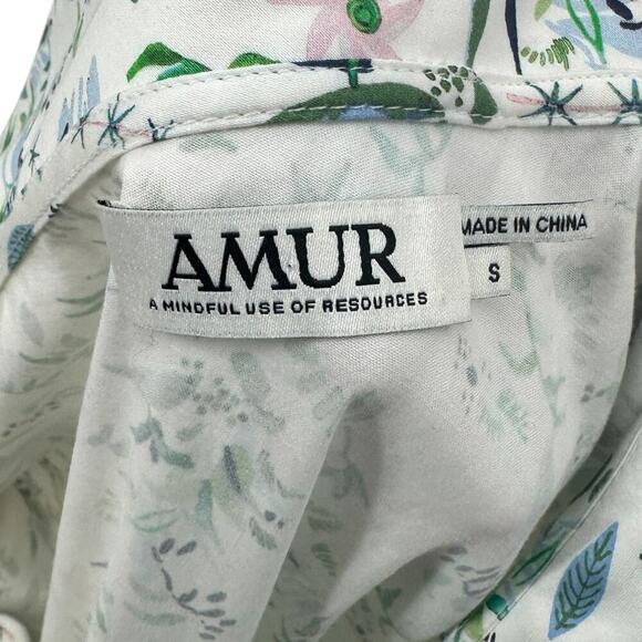 Amur Reagan One Shoulder Blouse Top White Floral Print Long Sleeve Size Small - Picture 11 of 13